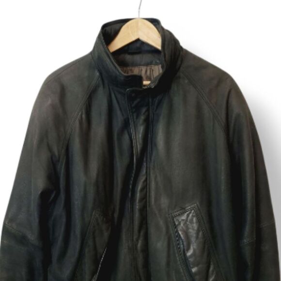 Vintage Hunting Horn Classics Leather Bomber Aviator Jacket In Black Size XL - Picture 4 of 16